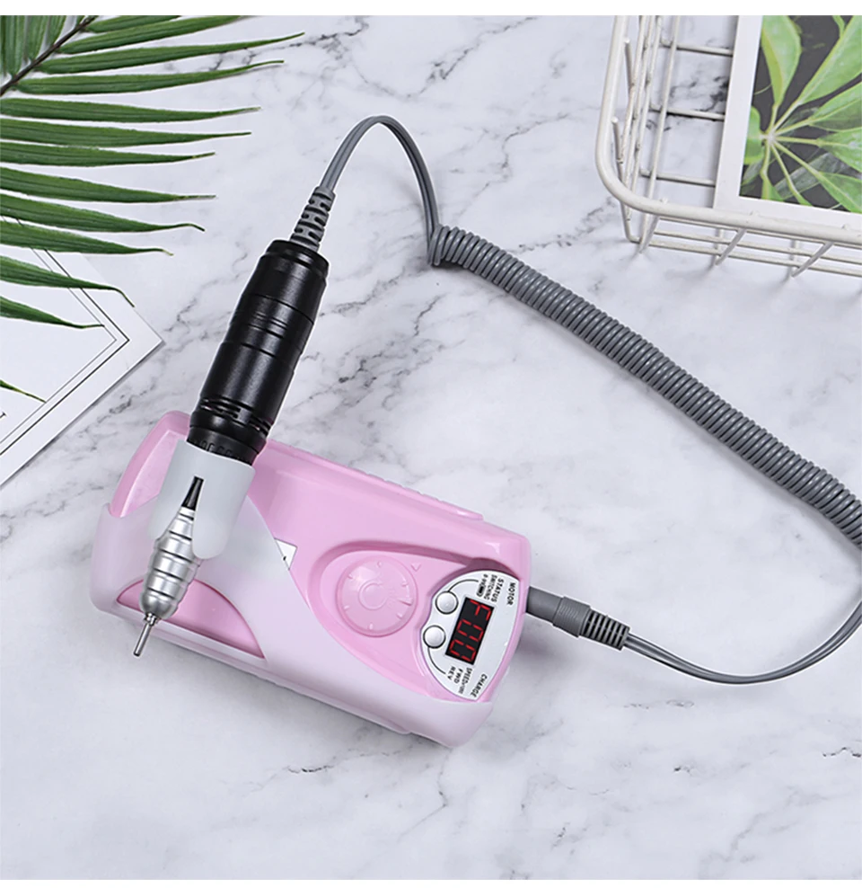 Portable Electric Nail Drill Machine 30000RPM Rechargeable Nail Grinding Machine for Manicure Pedicure Nail Art Tools