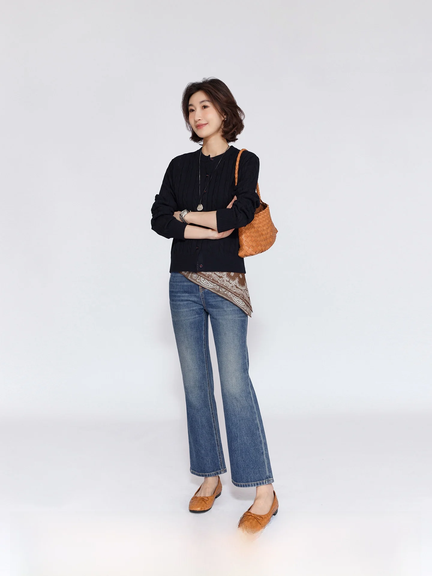 

LAN 2026 New Nine Points Casual Micro-flared Jeans Women's Wide Leg Pants High Waist Zipper Cotton No Fleece High Waist