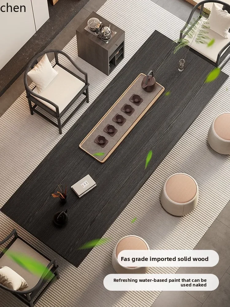 

W5.19 Solid Wood Large Board Tea Table and Chair Set for Home Living Room Office Tea Brewing Table