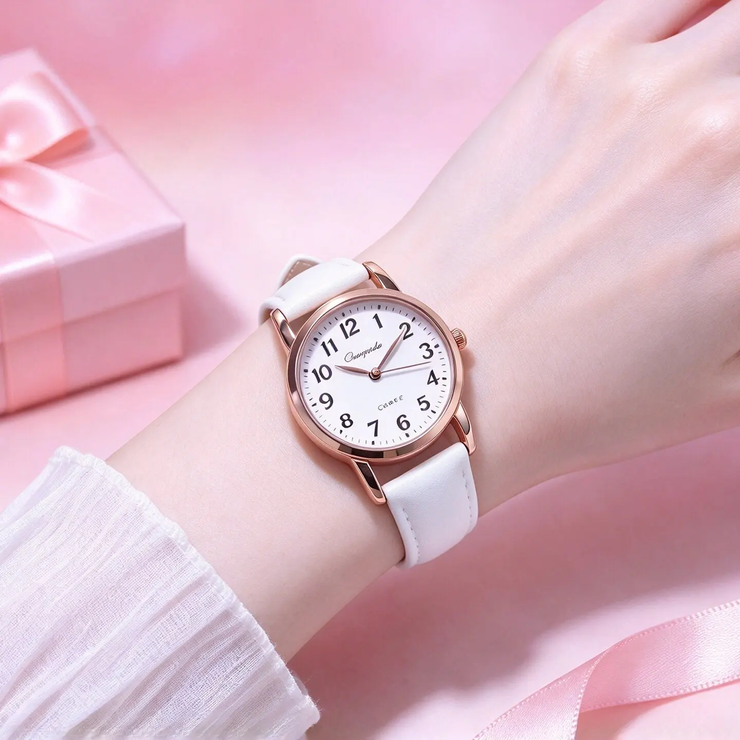 ChaoYaDa New Girls Ladies Beauty Simple Fashon Quartz Wristwatches Women Mother Rose Gold Leather Clock Watches Birthday Gifts