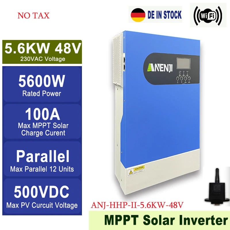 

5.6KW 3KW Hybrid Solar Inverter 48V 220V Pure Sine Wave Photovoltaic Inverter for Home PV 500V 100A MPPT Solar Charge Controller