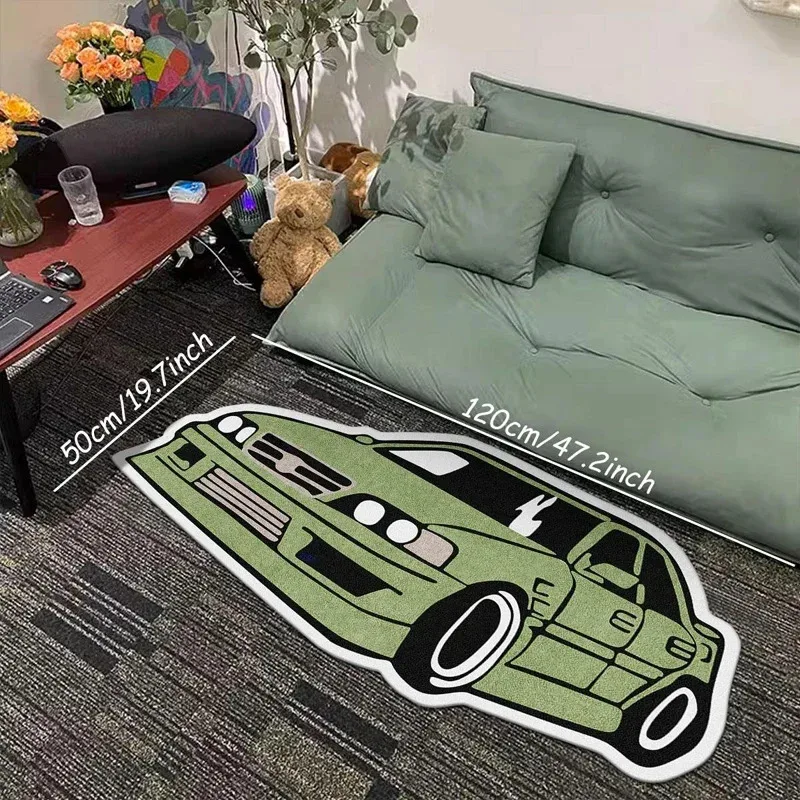 VIKAMA Boys' Room Car Shape Rug - Soft Fur Non-Slip Floor Cushion, Headboard Pad & Car Enthusiast Home Decor