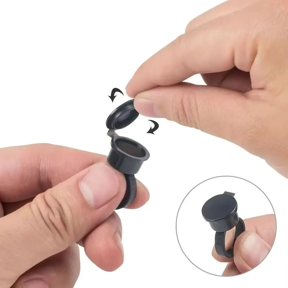 50PCS Tattoo Pigment Ink Ring Cups Eyelash With Lid Extend Glue Holder Container With Cover Cap Microblading Permanent Tool