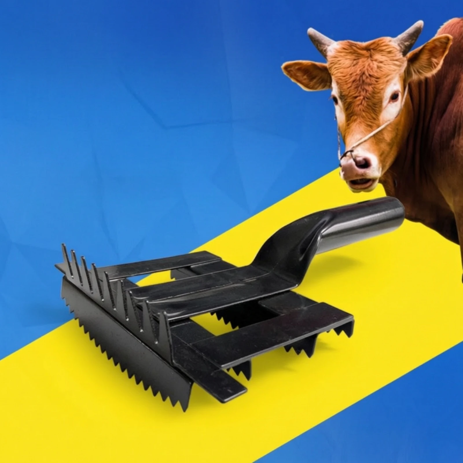 Livestock Grooming Brush Double-Sided Metal Comb with Curved Handle Curry Comb Long-Lasting Strong for Farmers, Farms, Stables view 4