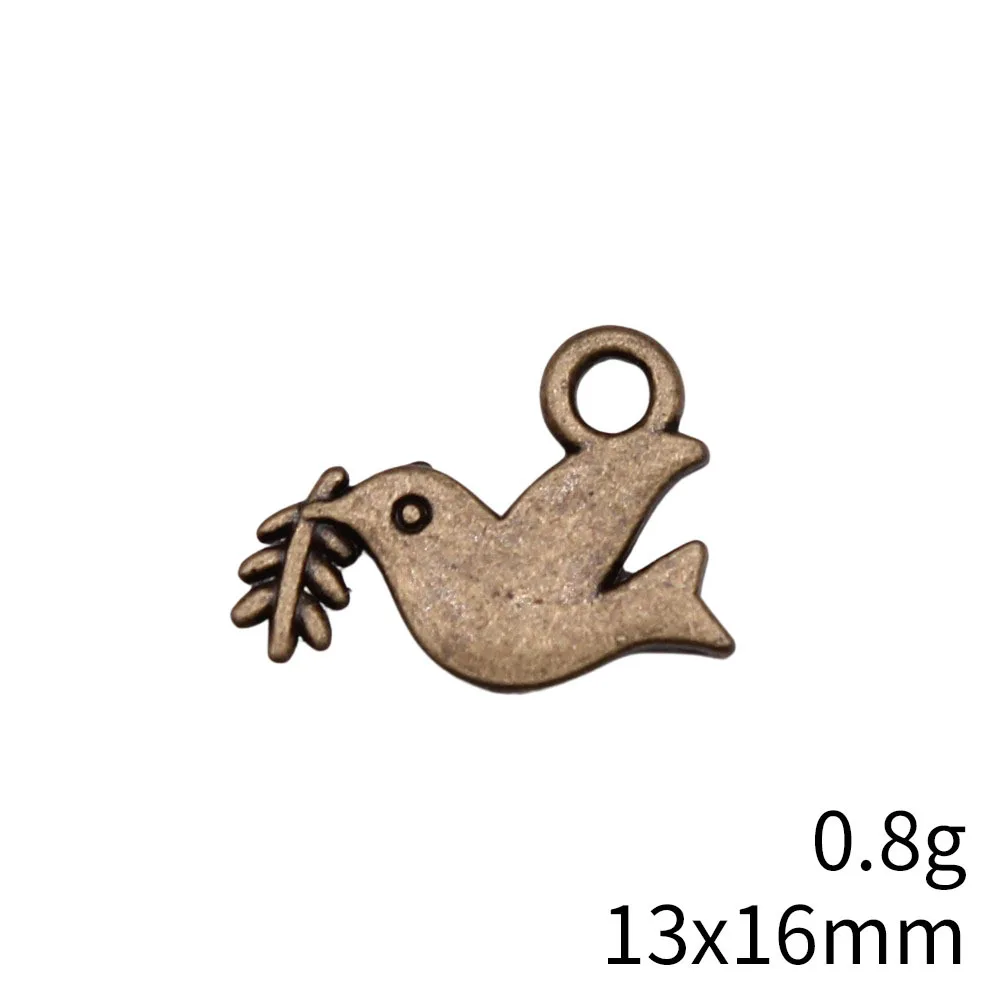 IFOCUS 20 قطعة/الوحدة حمامة الزيتون فرع السحر DIY بها بنفسك صنع المجوهرات سبائك الزنك 13x16 مللي متر/0.51x0.63 بوصة #6