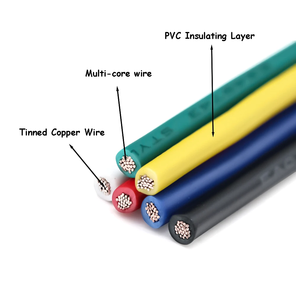 1-20M Colours Wire UL 1430 PVC 18/20/22/24/28AWG Electronic Wire 300V Tinned Copper Soft Insulated Cable Diy Line Wires Wiring