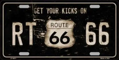 Route 66 Get Your Kicks Metal Tin License Plate Frame Tag Sign for Car and Truck