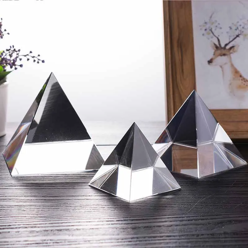 Transparent Crystal Pyramid Ornaments, Paper Town, Creative Gifts, Office Decorations