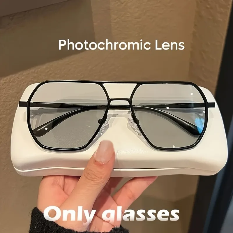 Big Frame Square Polarized Photochromic Glasses Metal Frame Men Women Driving Sun Glasses view 5