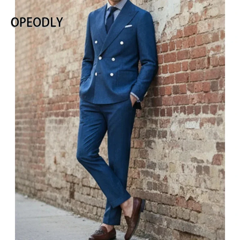 

OPEODLY 2026 New Style Men Suit Slim Fit Business Wedding Party Formal Wear Blazer Trousers Set