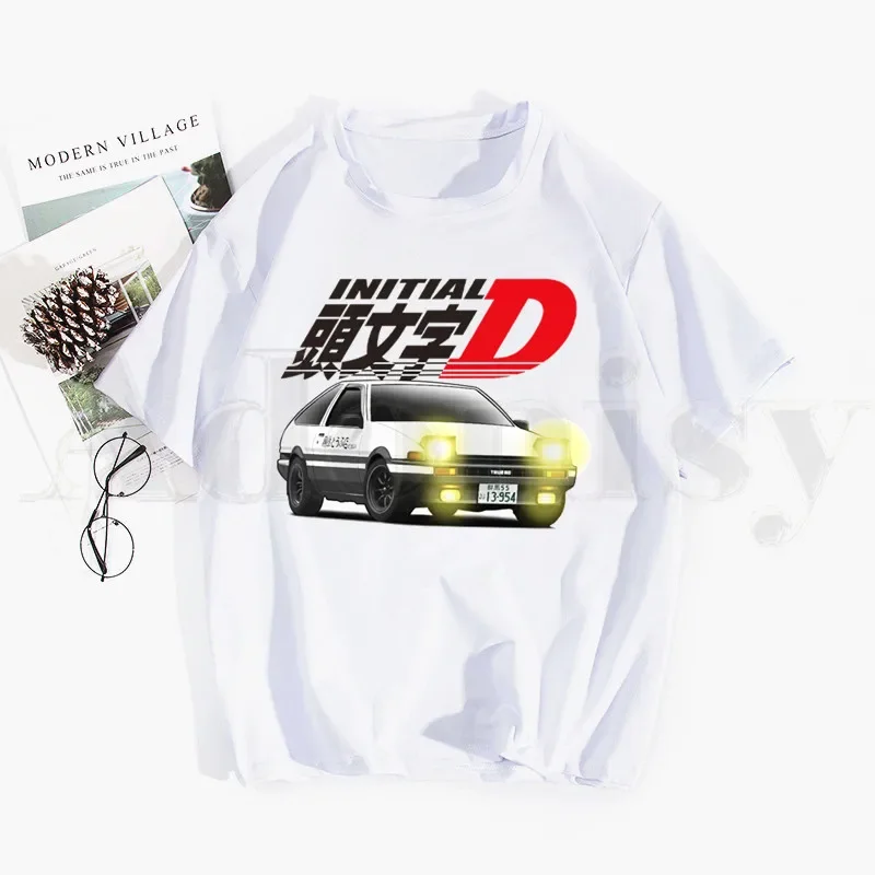 Drift AE86 Initial D 90s Fujiwara Takumi HachiRoku Tshirt Hip Hop Print Top Tees Harajuku Tshirts Men Fashion Summer T-shirts