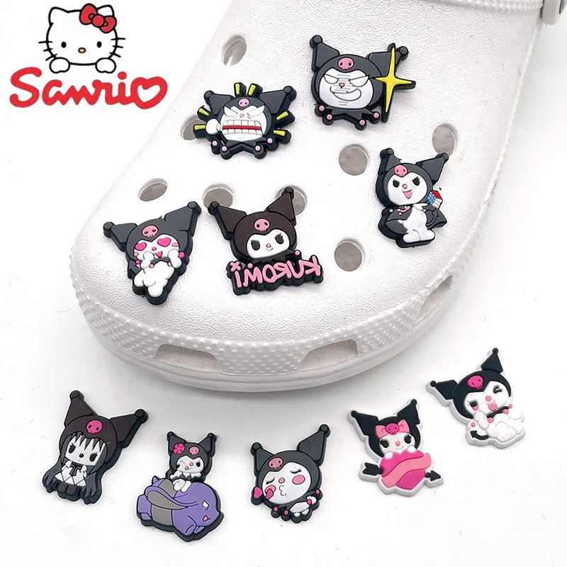 10pcs Sanrio Shoe Charms Kawaii Hello Kittykuromi Cinnamoroll Melody Shoe Accessories Decration Crocs Diy Sandals For Kids Gifts