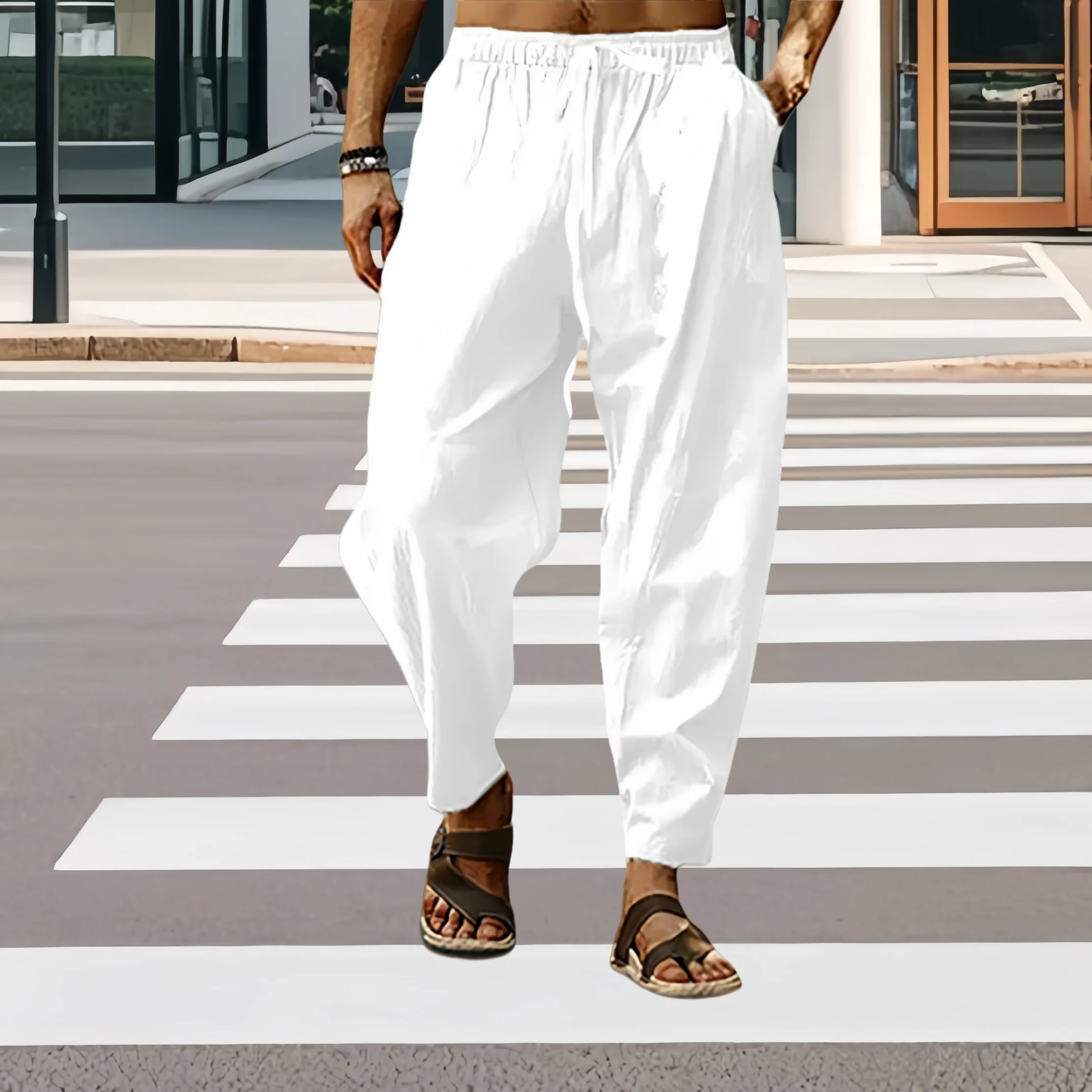 

Мужские повседневные брюки, летние мужские дышащие брюки высокого качества, спортивные штаны, однотонные брюки для фитнеса, уличная одежда для бега, фитнеса