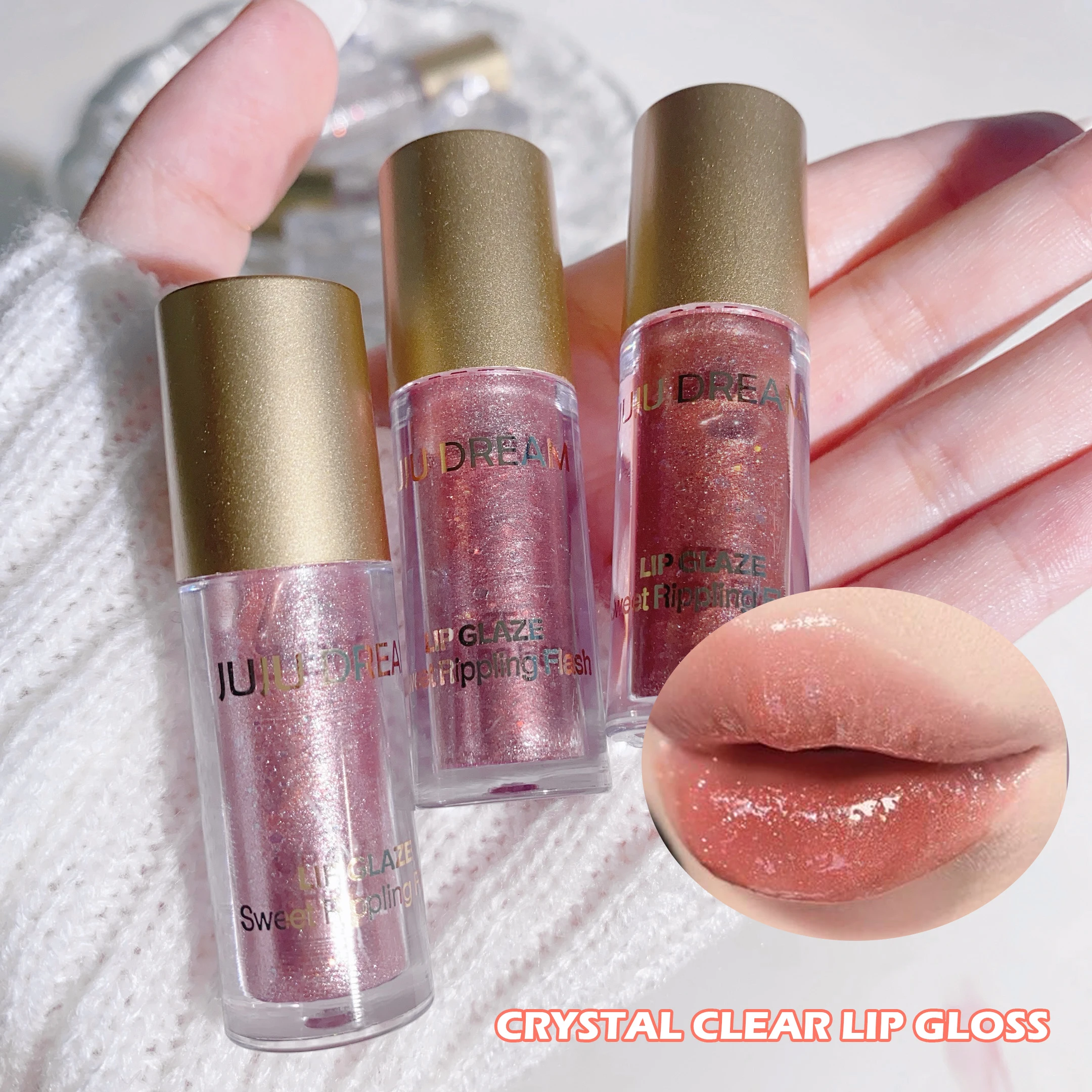 Watery Crystal Clear Jelly Lip Oil Balsamo per labbra Idratante e levigante Linee labbra Jelly Pout Lucidalabbra Vetro Labbra Profumo di frutta