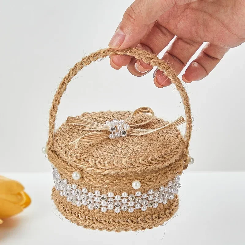 Almohada para anillo del Día de San Valentín, almohada para anillo de amor para niña con flores para boda, lazo de perlas, joyería, caja para anillo, propuesta, utilería de confesión, 1 ud.