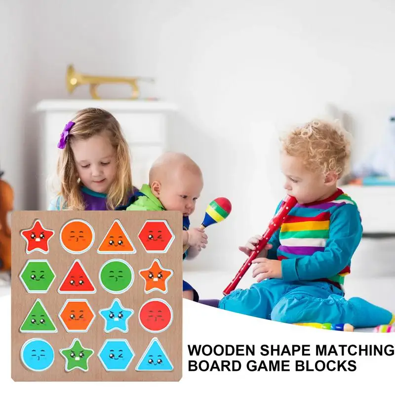 Shape Matching Game Wood Sorting Toys For Color Recognition Interactive Board Games With Bell Educational Montessori Toys For Bo