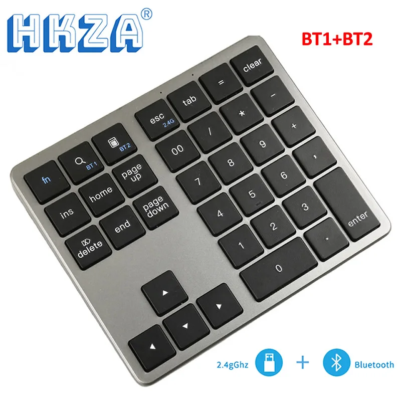 2.4G Bluetooth Number Pad Ultra-thin Wireless Numpad USB Rechargeable Numeric Keypad for IOS Android Window Digital Keyboard