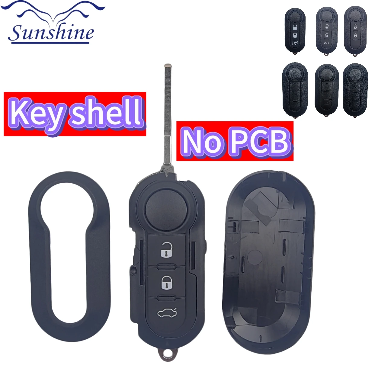 No PCB New Remote Car Key Shell Case For Fiat 500 Panda Punto Bravo Ducato Peugeot Boxer Citroen Jumper Auto Uncut SIP22 Blade