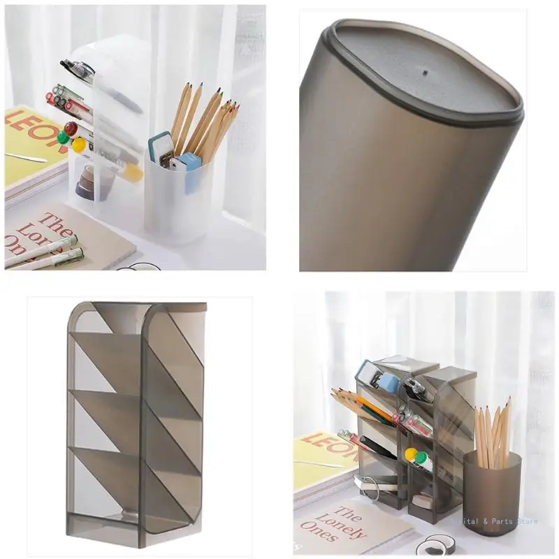 M17F Multifunctional 4-layer Clear Colored Pencil Markers Display Holder Oblique Insertion Design Stationery Display Holder