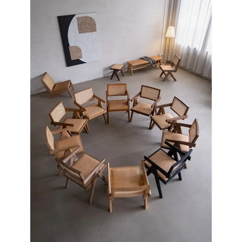 

Кресло из ротанга, средневековое кресло, обеденный стул из массива дерева, кресло в стиле ваби-саби