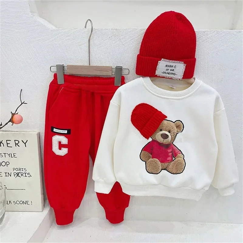 BibiColalNew children's suits in spring, printed casual tops and solid color sweatpants are suitable for babies aged 1-5.