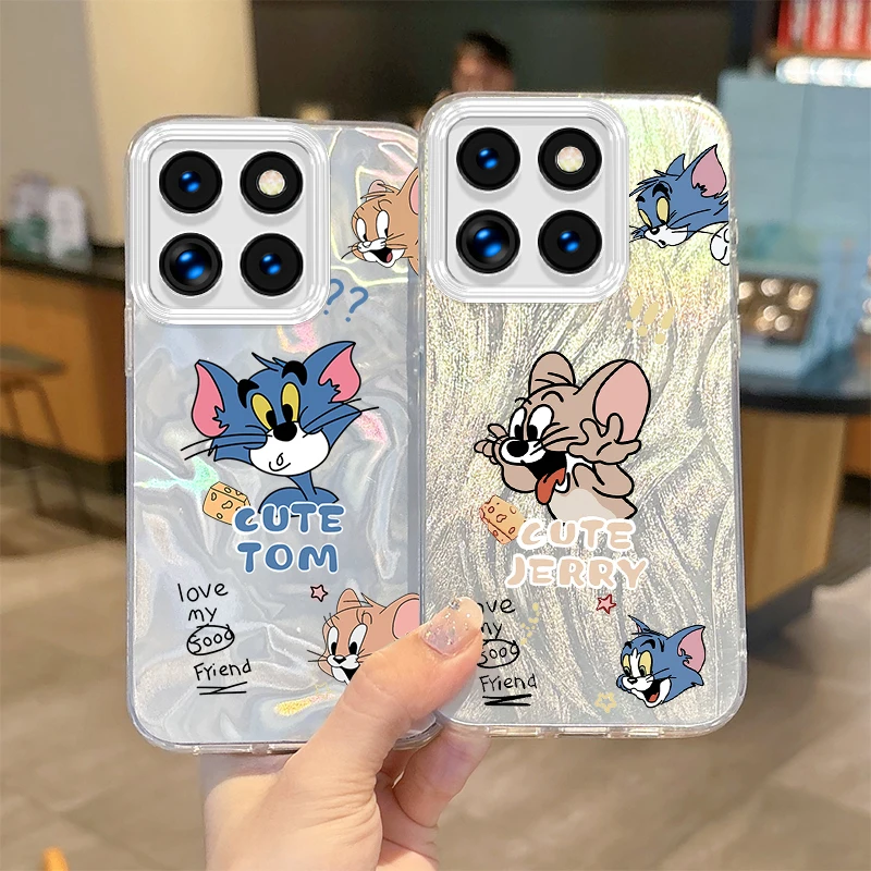 Cartoon T-Tom And J-Jerry Phone Case For Xiaomi Poco X6 X3 F6 M6 M4 Pro C61 13T 14T 11 Lite Feather Yarn Shockproof Matte Cover