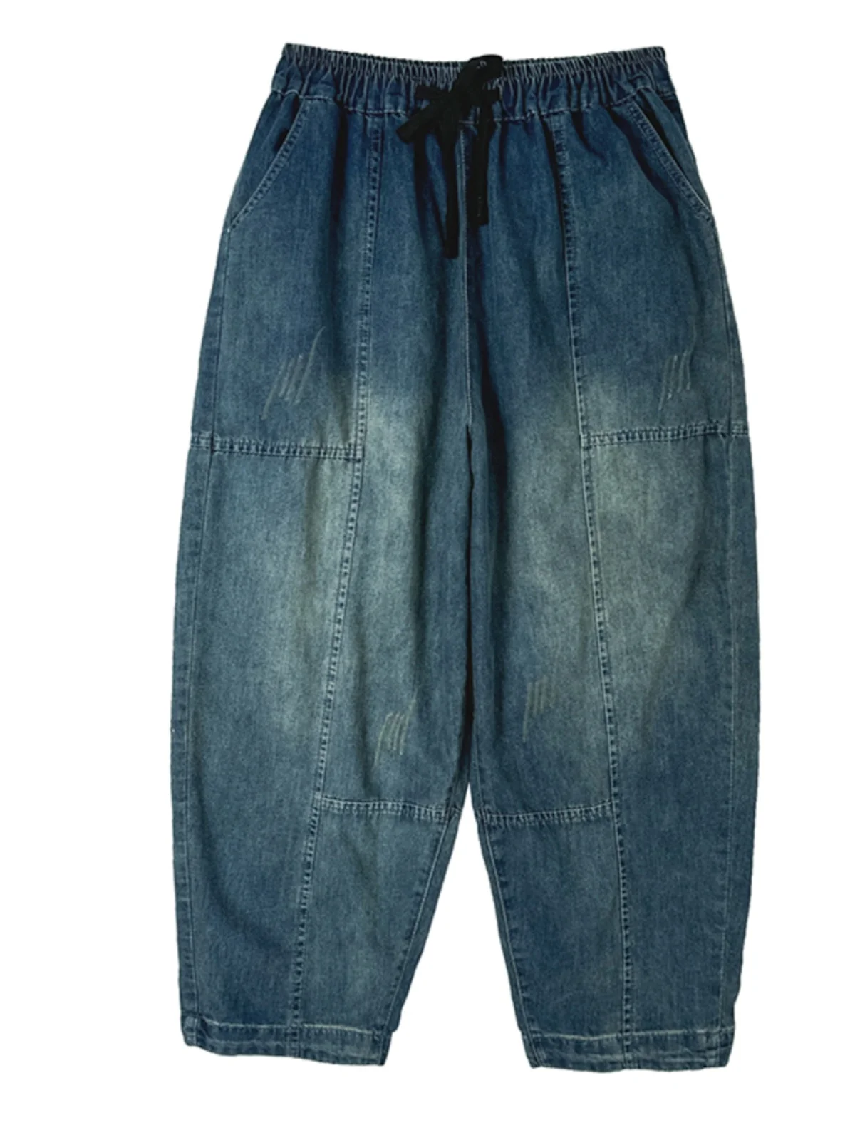 Jeans da donna semplici patchwork retrò primavera estate larghi taglie forti dimagranti pantaloni Harlan casual a nove punti pantaloni da papà