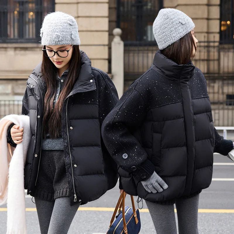 Parkas Women Short Coats Zipper Jackets Thick Warm Y2k Streetwear Stand Collar Elegant Jacket Work Coat Autumn Winter 2025