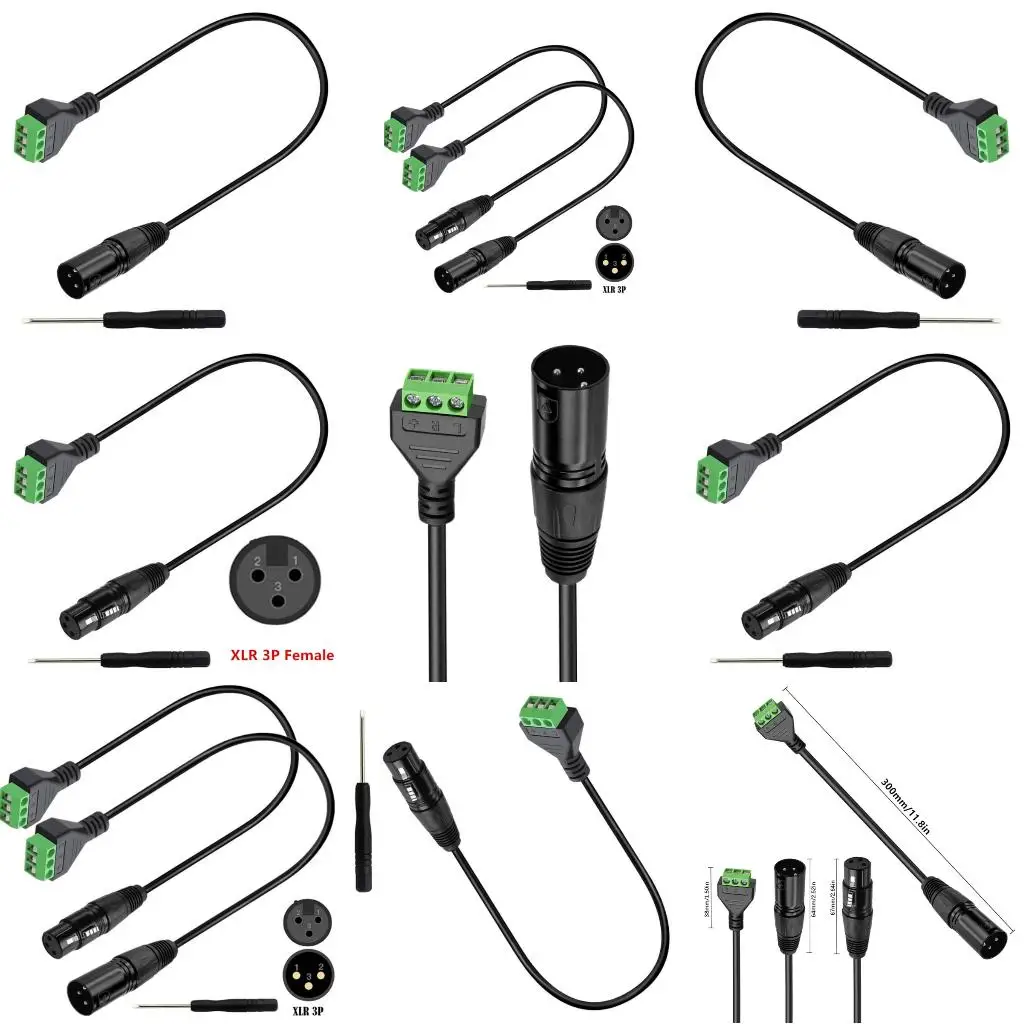 4XFC Compact Portable XLR Cable XLR Connector to 3 Pin Screw Terminal Cable for Live Recording and Performances Enduring