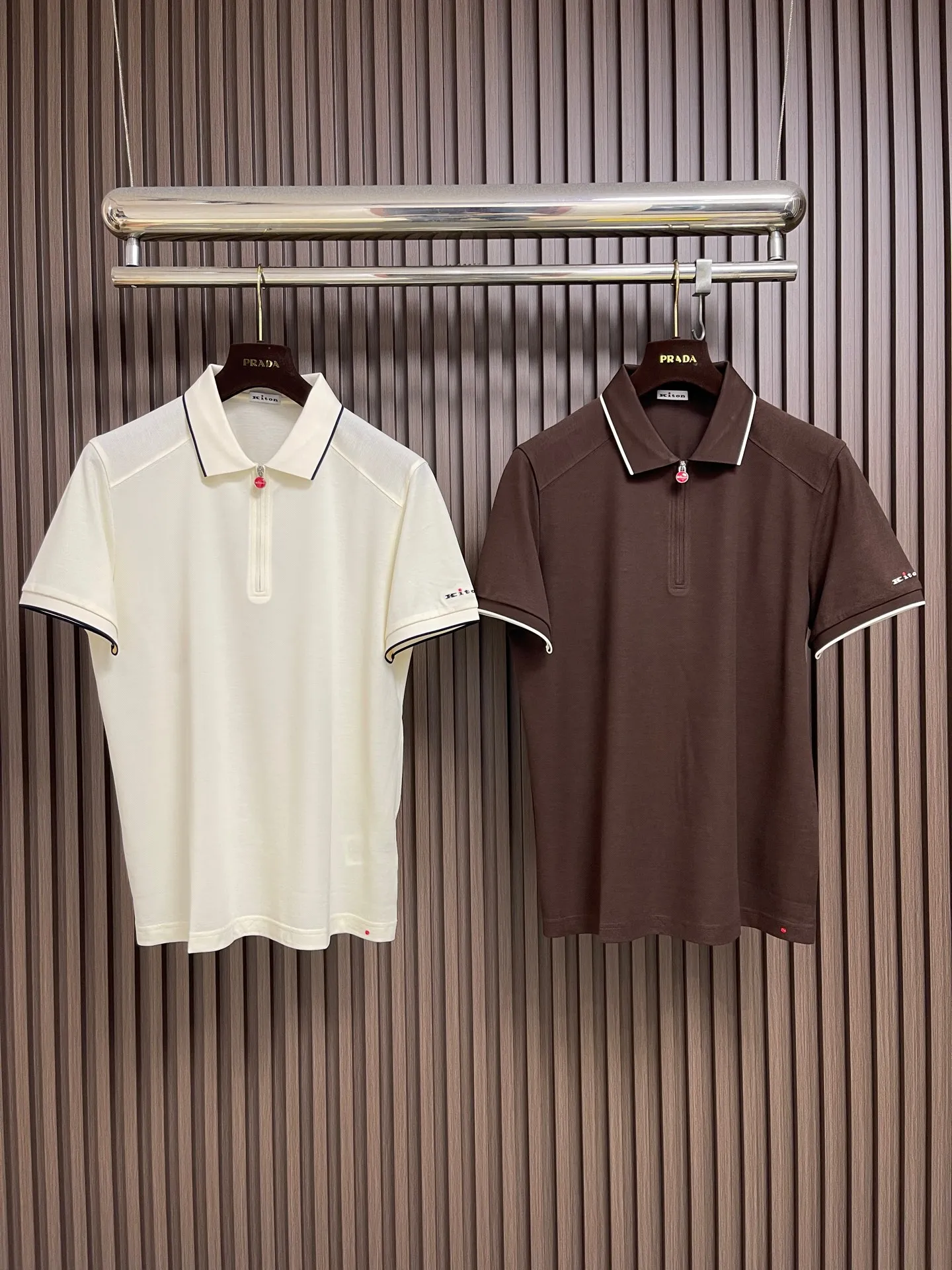 Kiton 2026ss Spring/Summer New Men's Half Zipper Pullover Short Sleeve Knitted POLO Shirt