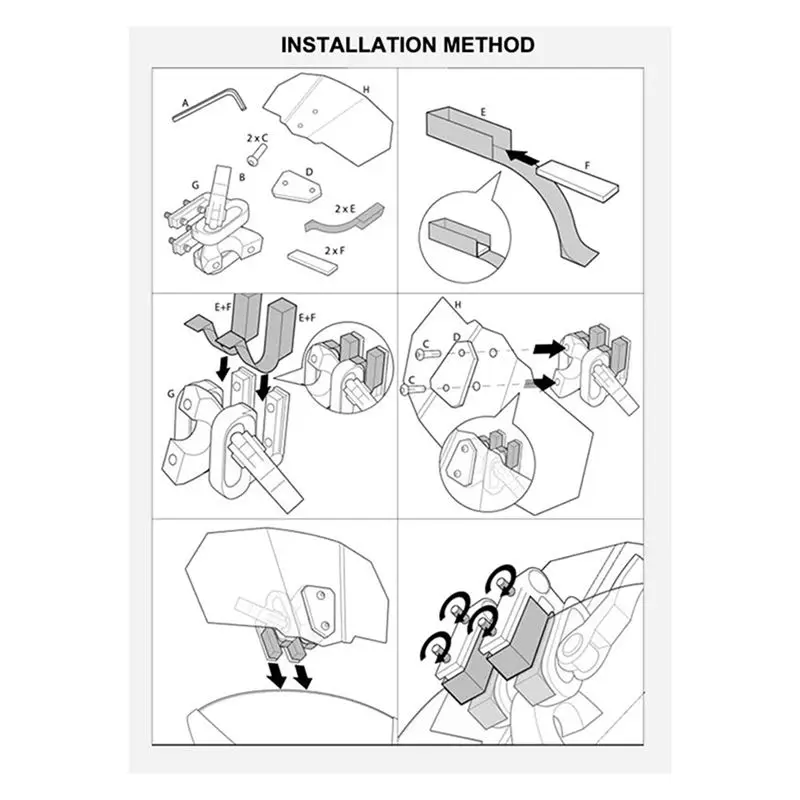 Compatible Universal Motorbike Wind Deflector Windscreen Clip on Windshield Extensions 20CM for Nmax155 PCX150 X-ADV