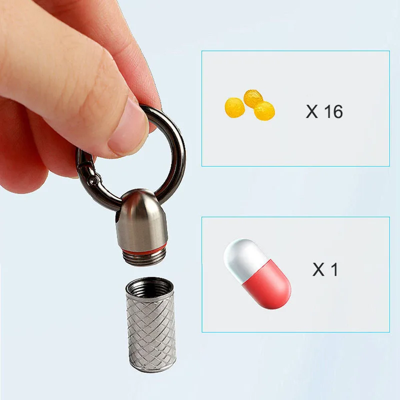 Portable Titanium Alloy Mini Seal Bottle Outdoor Camping Survival Pocket Pill Box Waterproof Capsule Travel EDC with Necklace
