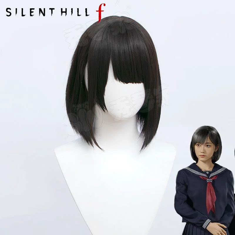 

Игра Silent Hill f ‌ Шимию Хинако ‌ Парик для косплея для взрослых, короткие черные волосы, термостойкие синтетические парики, карнавальный реквизит на Хэллоуин