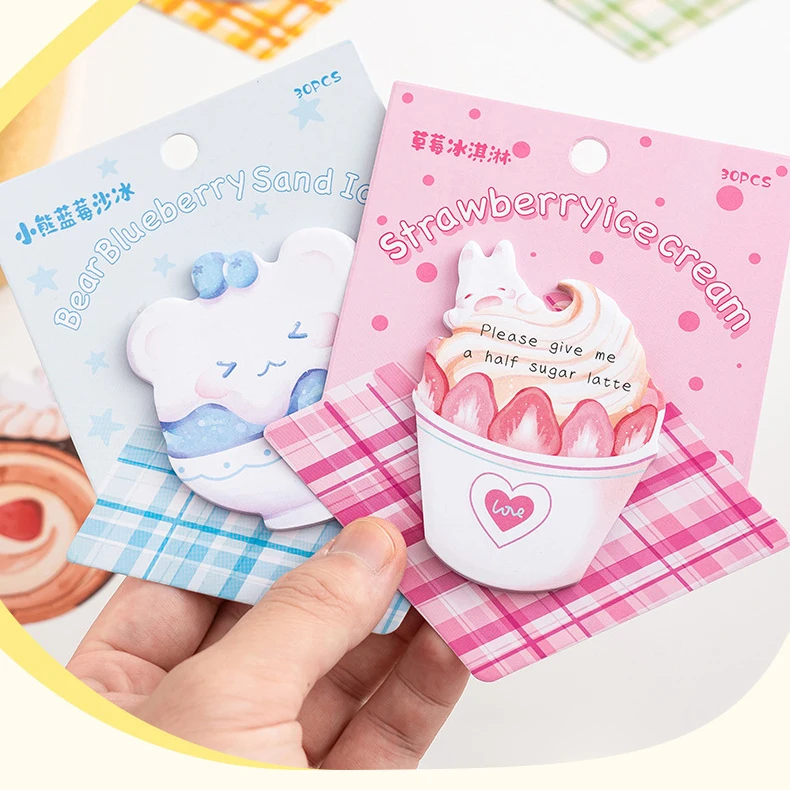 4pcs Kawaii Dessert Shaped Memo Pad, Cute Sweet Food Sticky Notes, Notepad for Journal Scrapbooking School Stationery Gift
