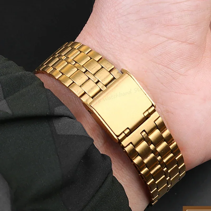 18mm Metal Watch Band for Casio SGW400 F91W F84 F105 F108  A158 A168 AE1200 AE1300 Gold Bracelet Watch Accessories