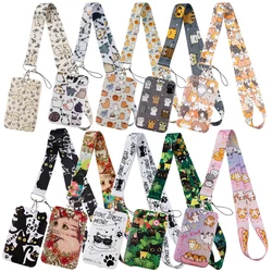 Cute Cat Credential Holder Cartoon Animals Lanyards for Key Neck Strap For Card Badge Gym Keychain Keyring Accessories Gifts