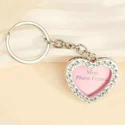 Rhinestone Keychain Photos Key Ring Small Gift for Girlfriends or Couples Lovers Commemoration Key Ring