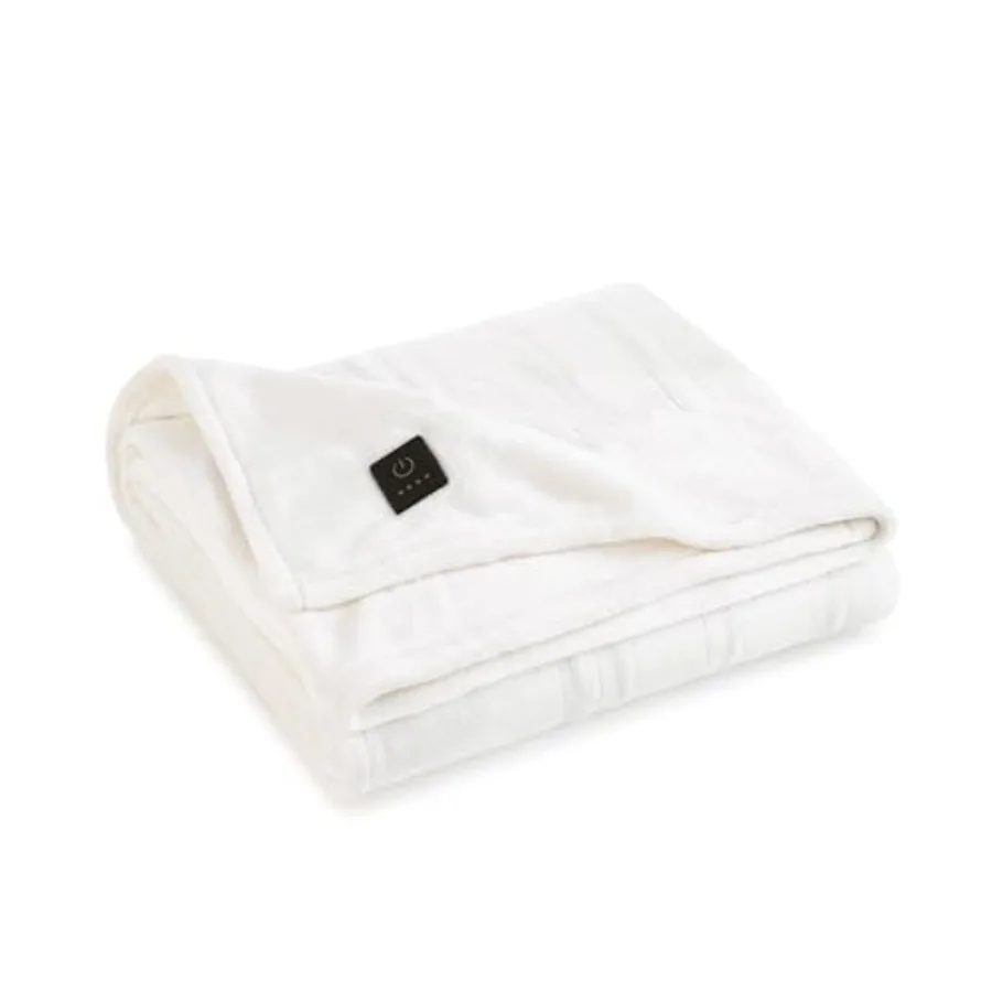

Electric Heated Plush Throw - Heated Blankets - 4 Heat Settings 4-Hour Auto Shut Off 100% Polyester 50"x60" - Ivory