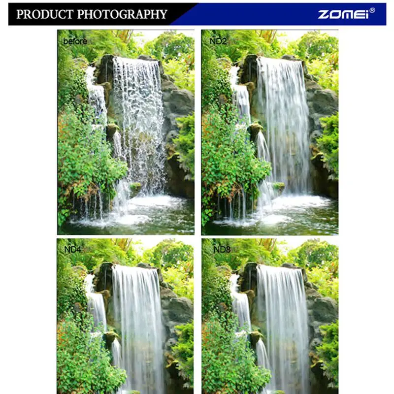 Фильтр нейтральной плотности ZOMEI 52/55/58/62/67/72/77/82 мм ND2 ND4 ND8 для объектива камеры Canon Nikon Sony Pentax