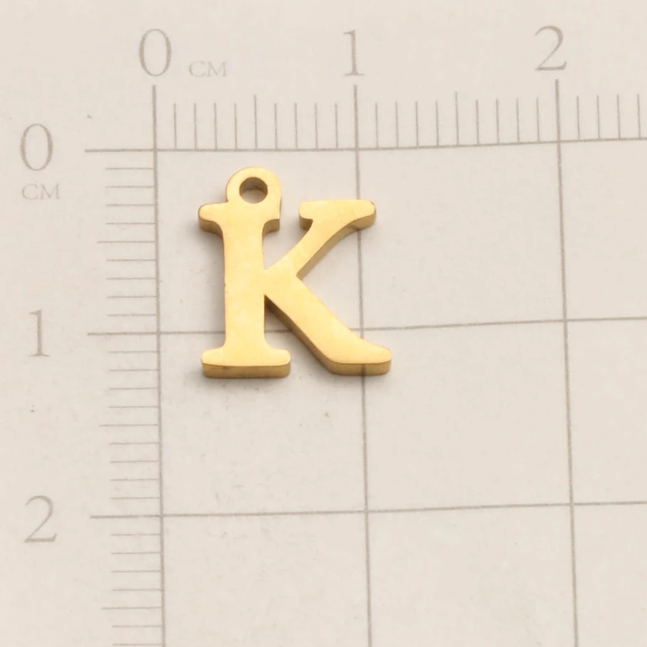 Echt vergoldeter Anhänger mit englischen Buchstaben, kleine A-Z Initialen-Charms für Schmuckherstellung, DIY-Namensanhänger aus Edelstahl, Geschenk. – Detail 13