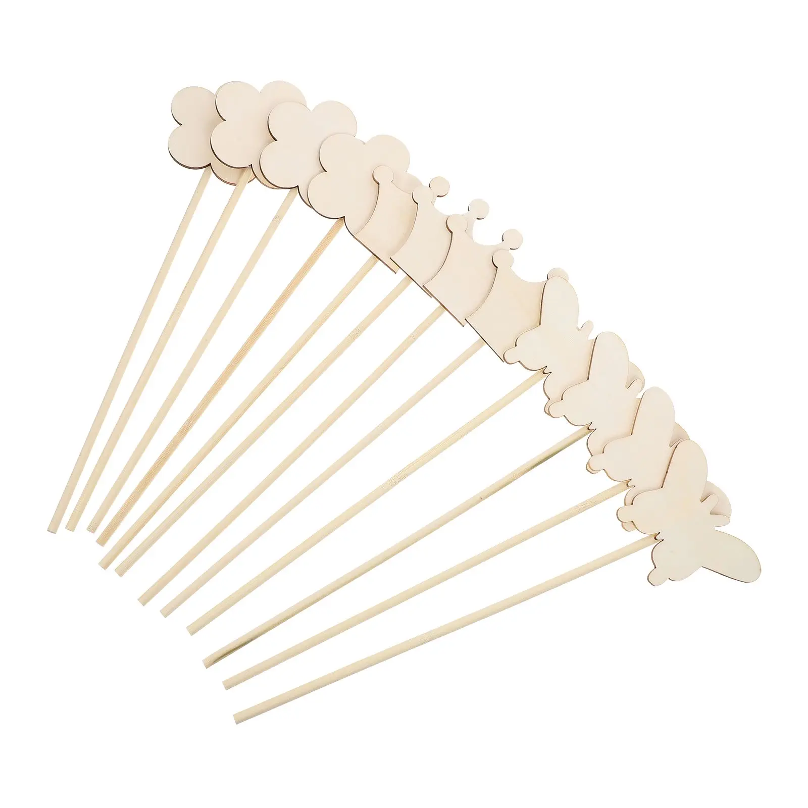 

12 Pcs W DIY Wooden Kids Craft Gifts Toys Party Supplies Girls W For Kids Flowers Crown Butterfly Safe Sturdy