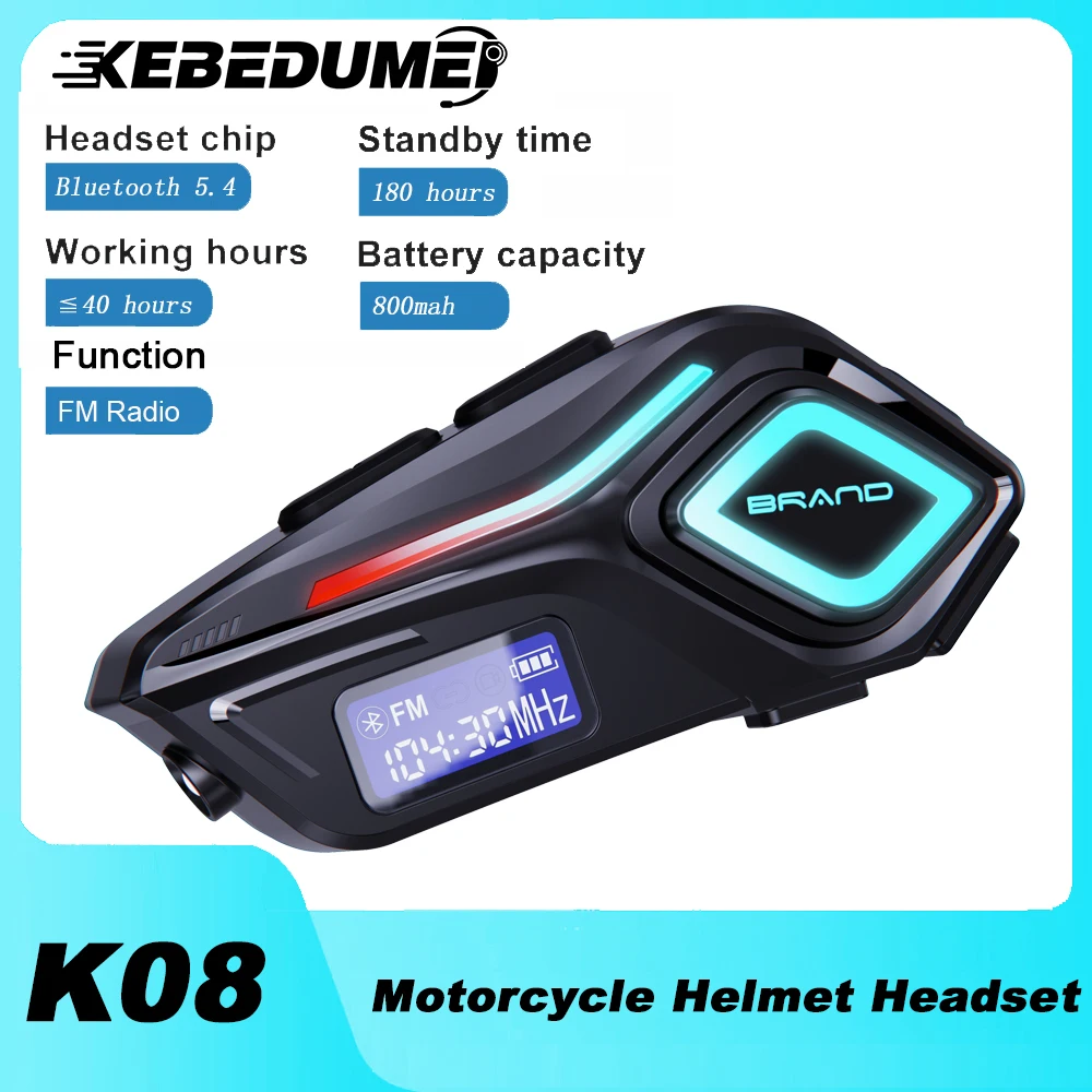 

Bluetooth 5.4 Motorcycle Helmet Headset Wireless Hands-free Call Kit Stereo Anti-interference Waterproof Music Player Speaker
