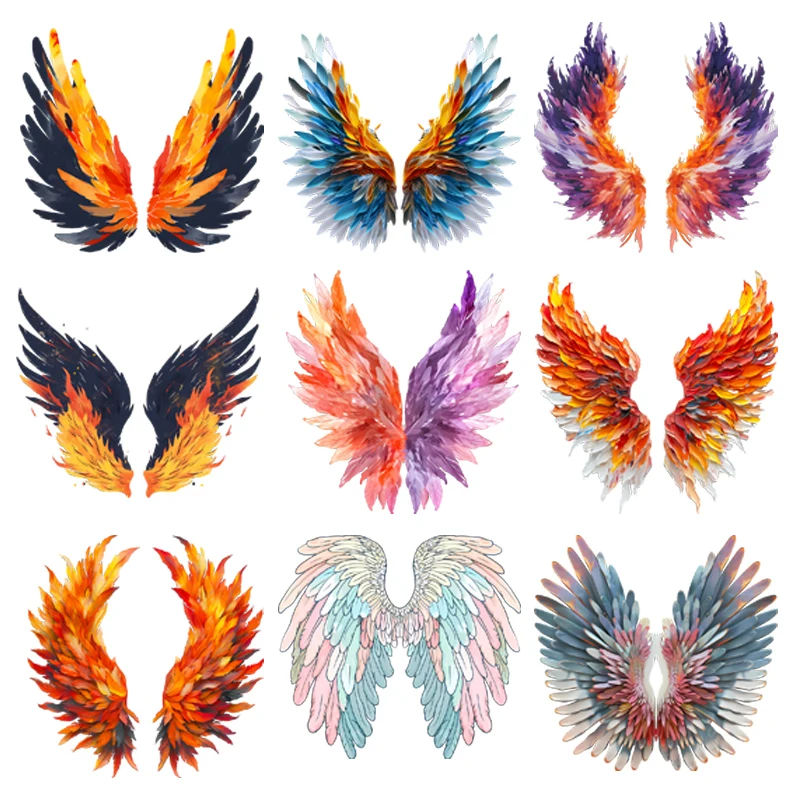 

23 см модные крылья Крылья ангела DTF гладильная нашивка футболка спереди грудь сзади украшение теплопередача клей виниловая наклейка моющаяся