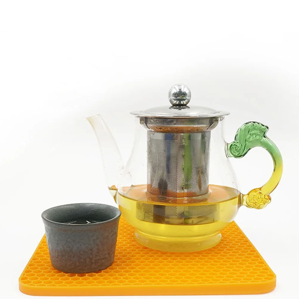 

4Pcs Silicone Mat Square Honeycomb Heat Resistant Non Slip Pot Holder Pan Plate Cup Table Mat Red Yellow