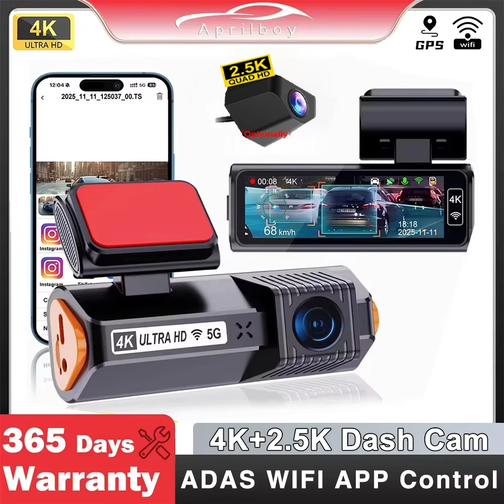 

4K Dash Cam Car DVR Video Recorder with Night Vision Built-in Wi-Fi GPS 24H Parking Mode