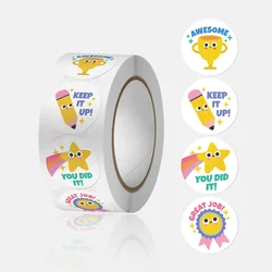 100-500 Pcs 1inch/2.5cm Good Job Stickers Roll for Envelope Praise Reward Student School Work Label Korean Stationery Seal Lable