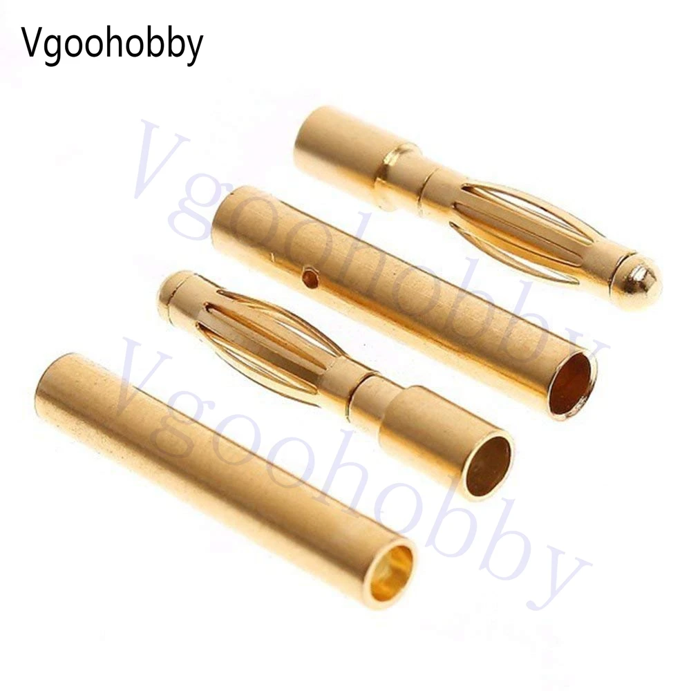 20 Pairs 2.0 mm Plated Male and Female Gold Bullet 2mm Banana Connector Plugs for RC Battery ESC Motor