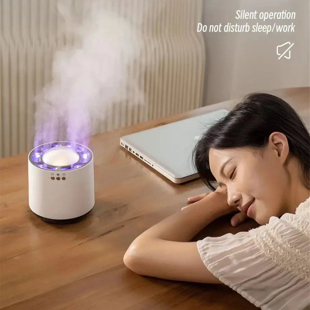 Humidificador multifuncional, fresco y colorido, pequeño, portátil, de escritorio, 7 luces Led de colores, 800ml, 6 cabezales de pulverización, niebla pesada