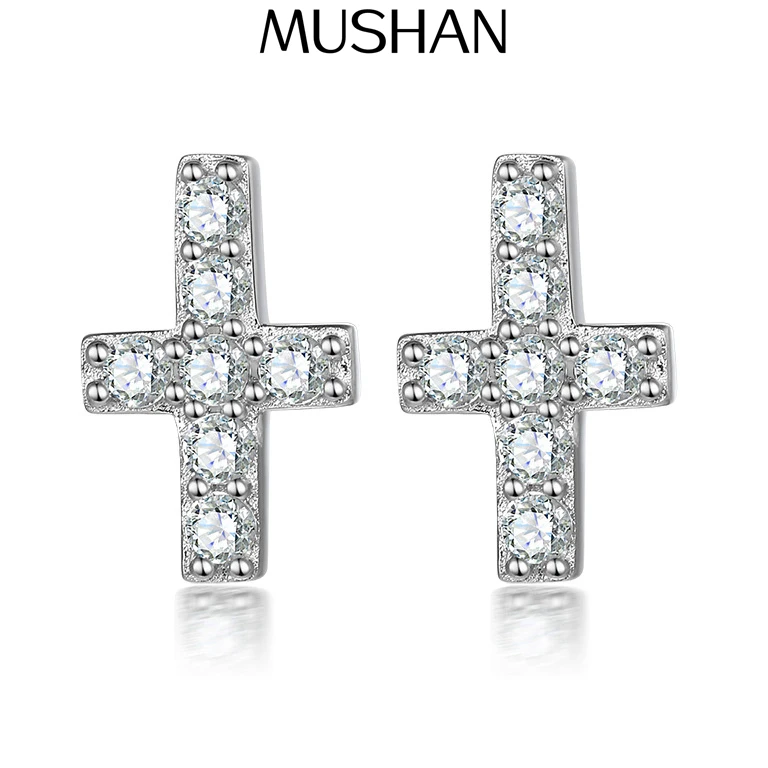 

MuShan Luxury Jewelry 925 Sterling Silver Earrings Zircon 7A Grade Stud Vacation for Bride Real Gold Plated Fine Jewelry Earring
