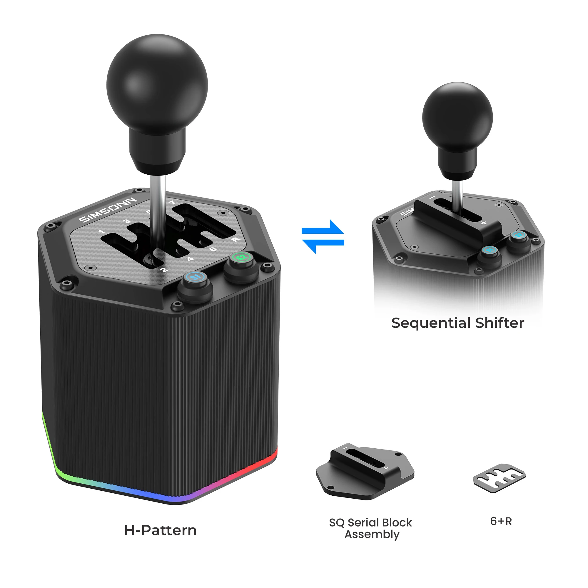 

SIMSONN HS Pro Shifter: Двухрежимный H-образный или последовательный переключатель передач (6+R и 7+R) для гоночных симуляторов